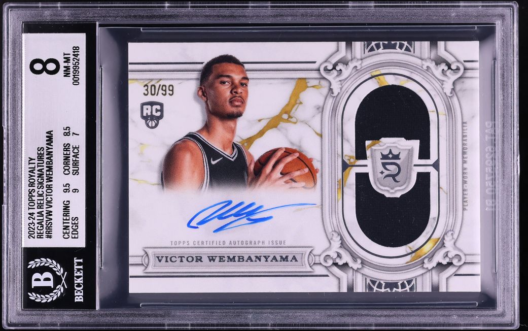 2023 Topps Royalty Regalia Relic Victor Wembanyama ROOKIE PATCH AUTO /99 #RRSVW BGS 8 NM-MT