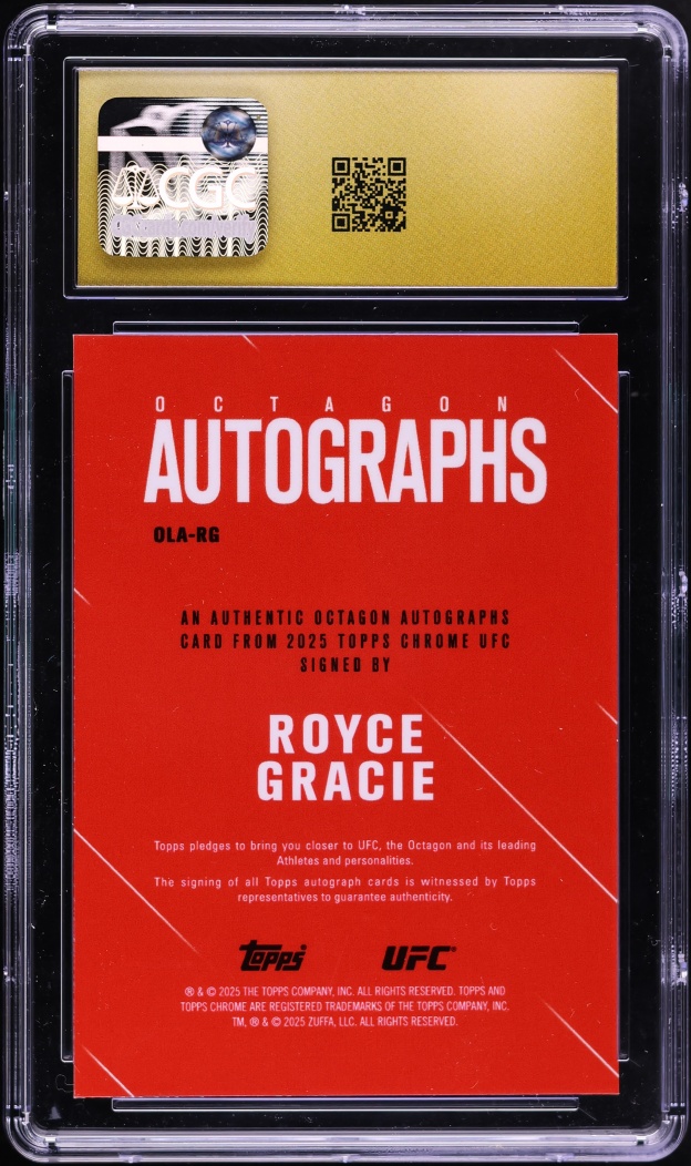 2025 Topps Chrome UFC Octagon Legends Aqua Geometric Ref Royce Gracie AUTO CGC 10 PRISTINE