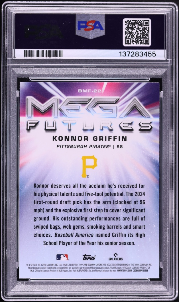 2025 Bowman Chrome Mega Box Mega Futures Konnor Griffin #BMF22 PSA 10 GEM MINT