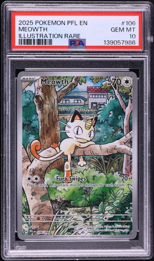 2025 Pokemon Mega Evolution Phantasmal Flames IR Meowth #106 PSA 10 GEM MINT