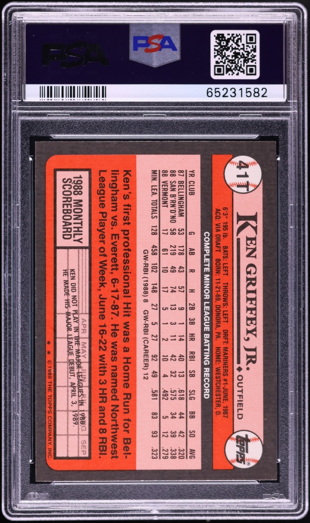 1989 Topps Traded Ken Griffey Jr. ROOKIE #41T PSA 9 MINT