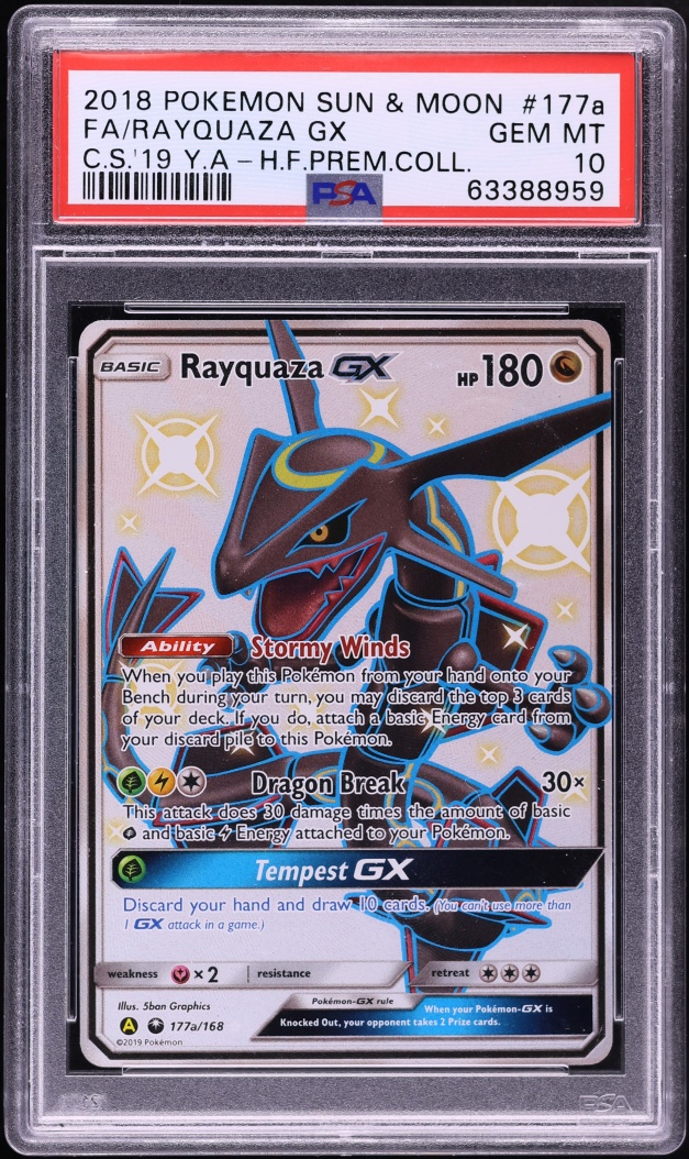 2018 Pokemon SM Hidden Fates Premium Shiny Rayquaza GX #117a PSA 10 GEM MINT