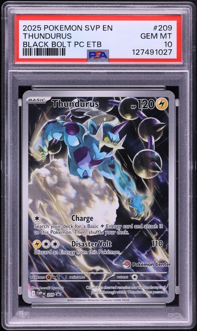 2025 Pokemon SV Promo Black Bolt Center ETB Alt Art Thundurus #209 PSA 10 GEM MINT