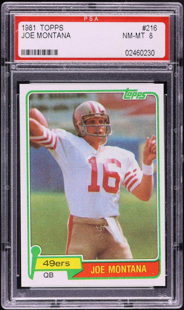 1981 Topps Football Joe Montana ROOKIE #216 PSA 8 NM-MT