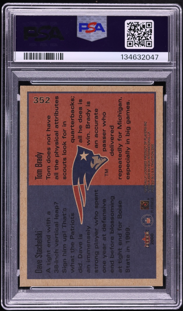 2000 Fleer Tradition Dave Stachelski & Tom Brady ROOKIE #352 PSA 9 MINT