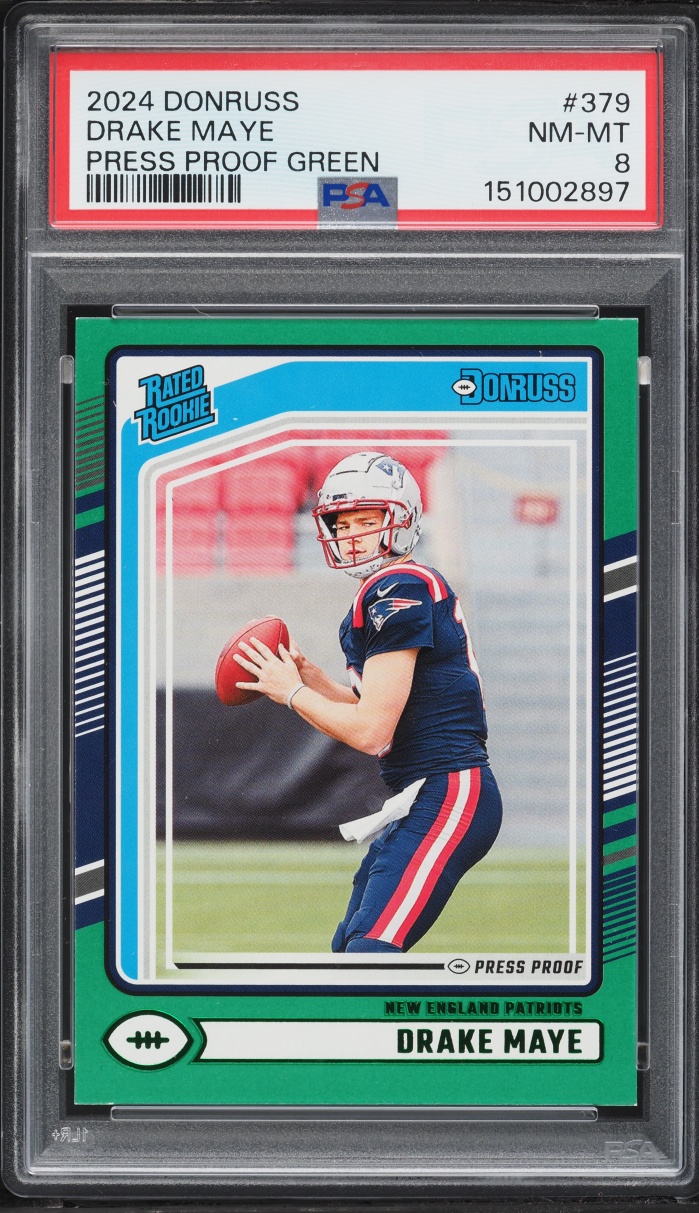 2024 Donruss Press Proof Green Drake Maye ROOKIE #379 PSA 8 NM-MT