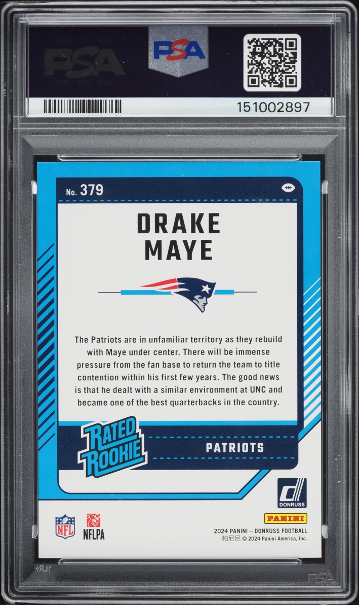 2024 Donruss Press Proof Green Drake Maye ROOKIE #379 PSA 8 NM-MT