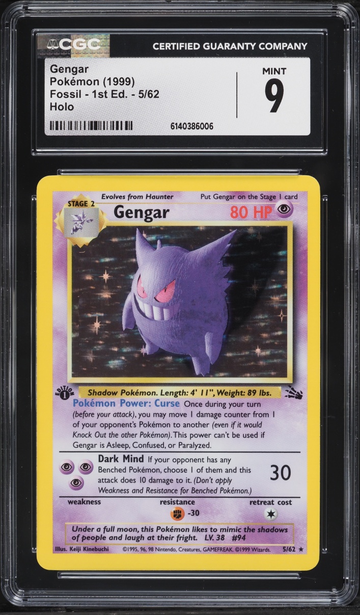 1999 Pokemon Fossil 1st Edition Holo Gengar #5 CGC 9 MINT
