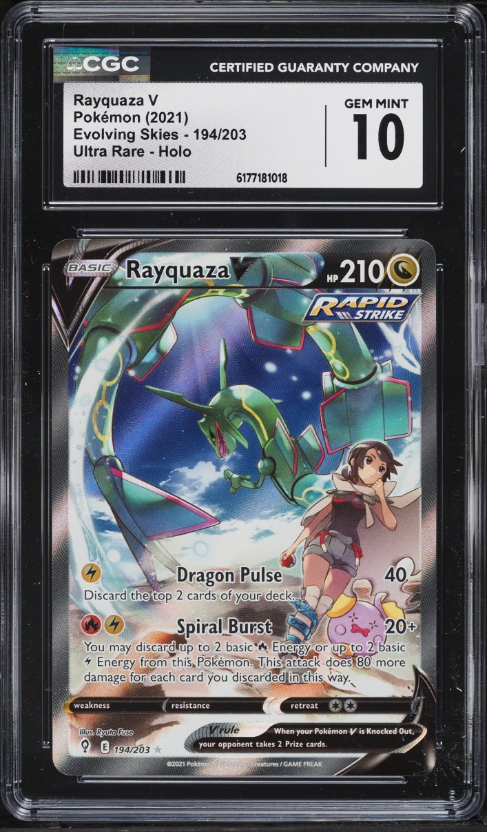 2021 Pokemon Sword & Shield Evolving Skies Alt Art Rayquaza V #194 CGC 10 GEM MINT