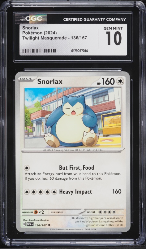 2024 Pokemon Twilight Masquerade Snorlax #136 CGC 10 GEM MINT
