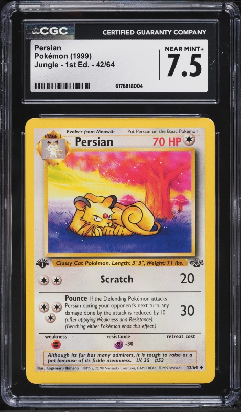 1995 persian pokemon card choose 1 of your opponents Benched Pokemon and switch it with the Defending Pokemon Persian 1999 Jungle #42/64 1st