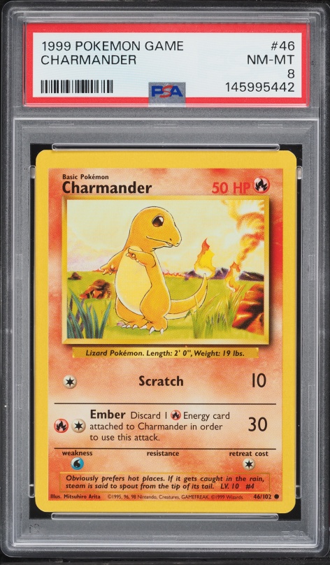 1999 Pokemon Base Set Holo Shadowless 1st Edition Charmander #46