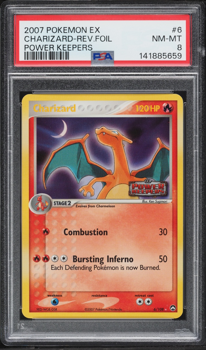 2007 Pokemon EX Power Keepers Reverse Holo Charizard #6 PSA 8 NM-MT