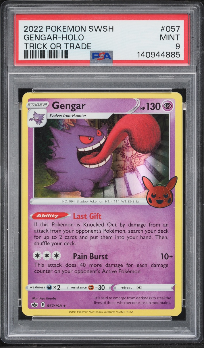 2022 Pokemon Sword & Shield Trick Or Trade Holo Gengar #57 PSA 9 MINT