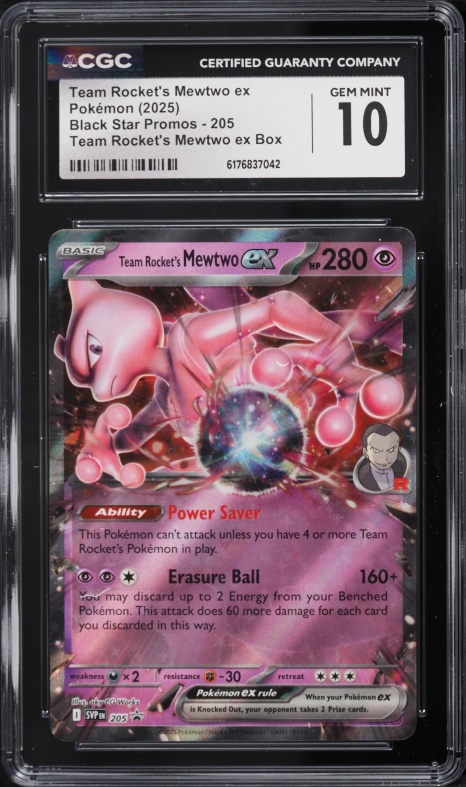 2025 Pokemon Scarlet & Violet Promo Holo Team Rocket's Mewtwo Ex #205 CGC 10 GEM MINT