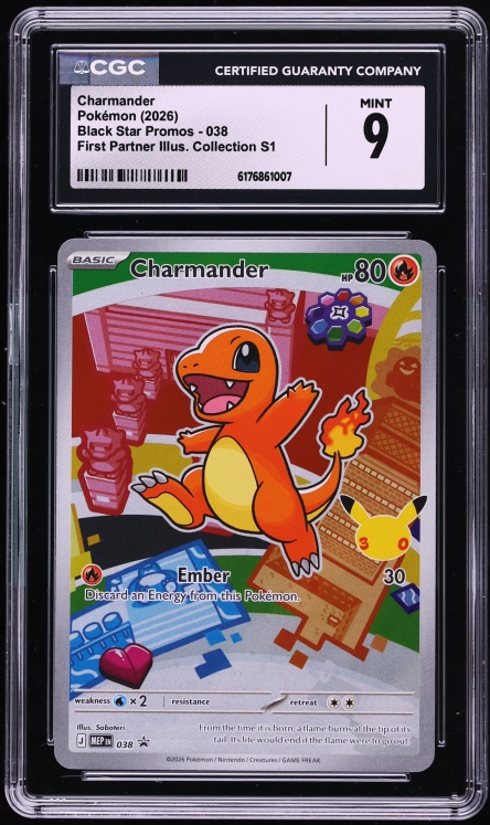 2026 Pokemon Mega Promo First Partner Illustration S1 Full Art Charmander #38 CGC 9 MINT