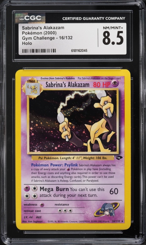2000 Pokemon Gym Challenge Holo Sabrina's Alakazam #16 CGC 8.5 NM-MT+