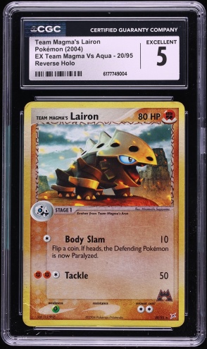 2004 Pokemon EX Team Magma Vs Aqua Reverse Holo Team Magma's Lairon #20 CGC 5 EX