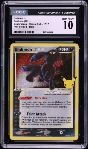 2021 Pokemon Sword & Shield Celebrations POP Series 5 Holo Umbreon Gold Star #17 CGC 10 GEM
