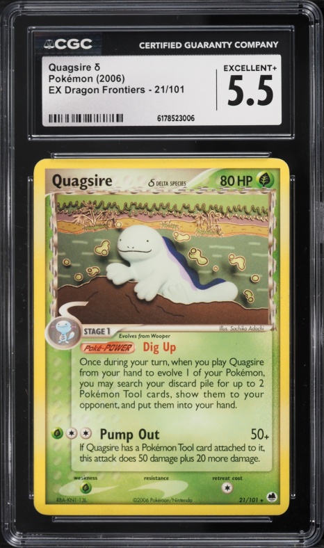 2006 Pokemon EX Dragon Frontiers Quagsire #21 CGC 5.5 EX+