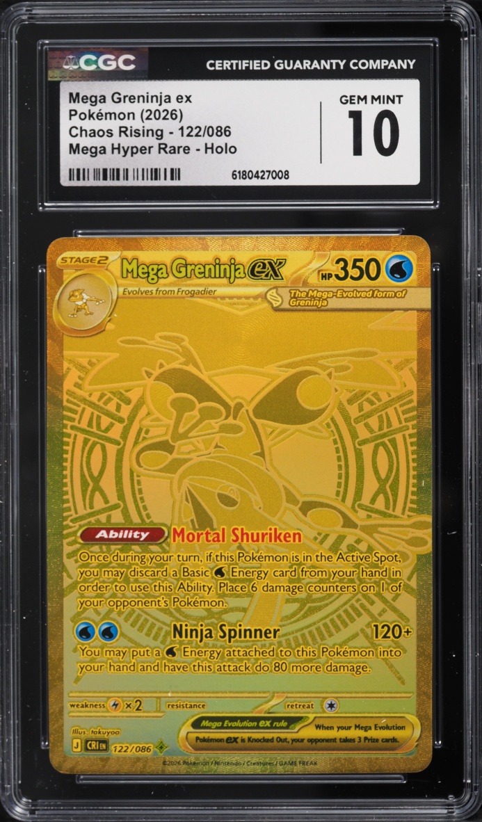 2026 Pokemon Mega Evolution Chaos Rising MHR Mega Greninja EX #122 CGC 10 GEM MINT