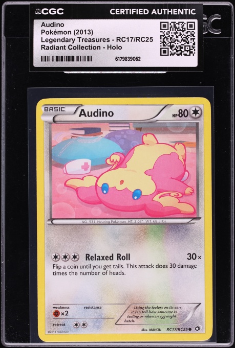 2013 Pokemon Black & White Legendary Treasures Radiant Collection Holo Audino #RC17 CGC AUTH