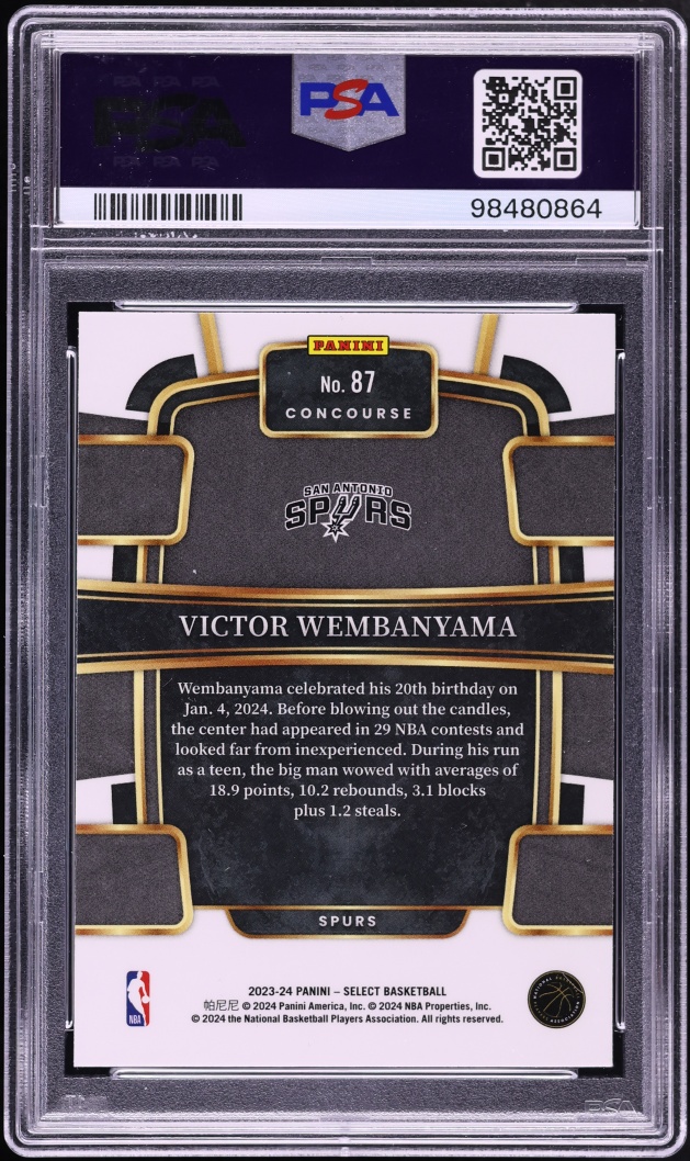 2023 Select Concourse Blue Victor Wembanyama ROOKIE #87 PSA 10 GEM MINT