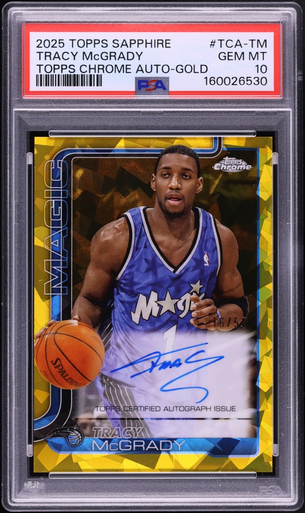 2025 Topps Chrome Sapphire Edition Gold Tracy McGrady AUTO /50 #TCA-TM PSA 10 GEM MINT