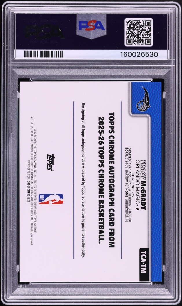 2025 Topps Chrome Sapphire Edition Gold Tracy McGrady AUTO /50 #TCA-TM PSA 10 GEM MINT