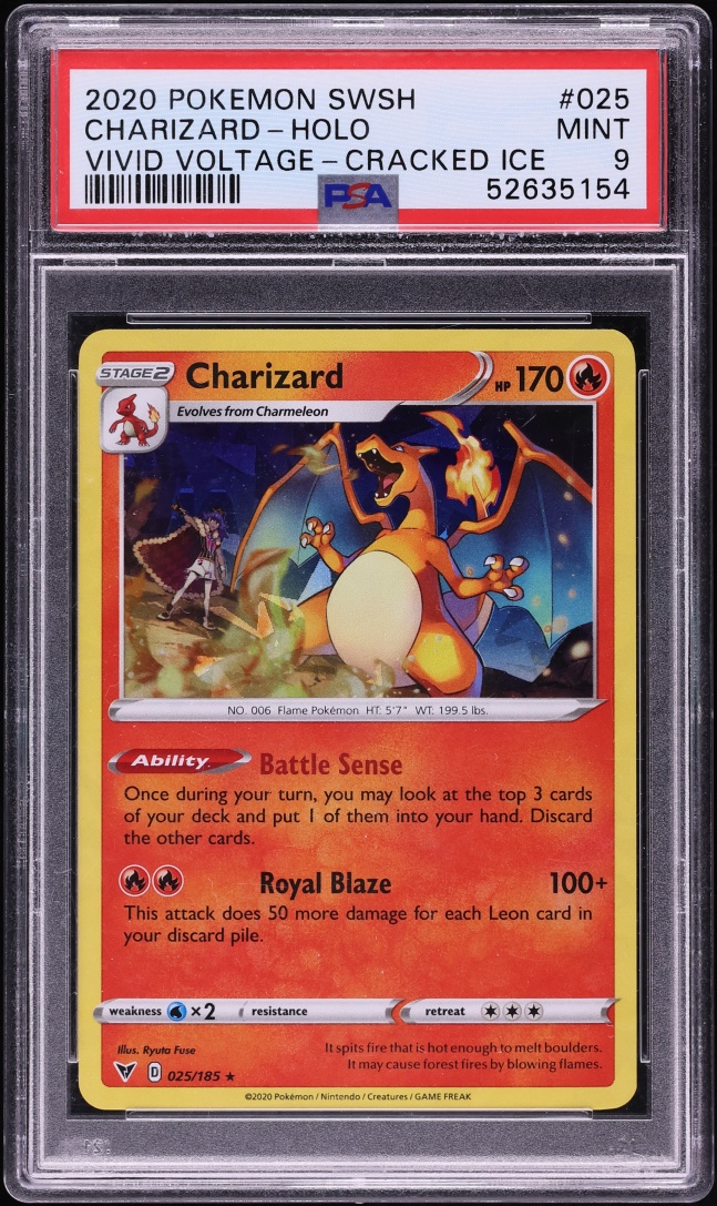 2020 Pokemon Sword & Shield Vivid Voltage Cracked Ice Holo Charizard #25 PSA 9 MINT