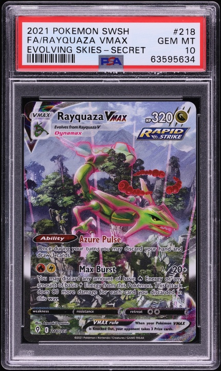 2021 Pokemon SWSH Evolving Skies Alt Art Rayquaza VMAX #218 PSA 10