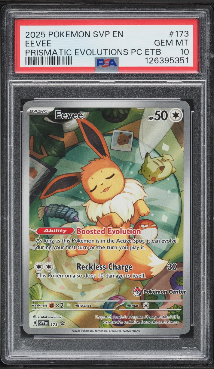 2025 Pokemon SV Promo Prismatic Evolutions Center ETB Full Art Eevee #173 PSA 10 GEM MINT