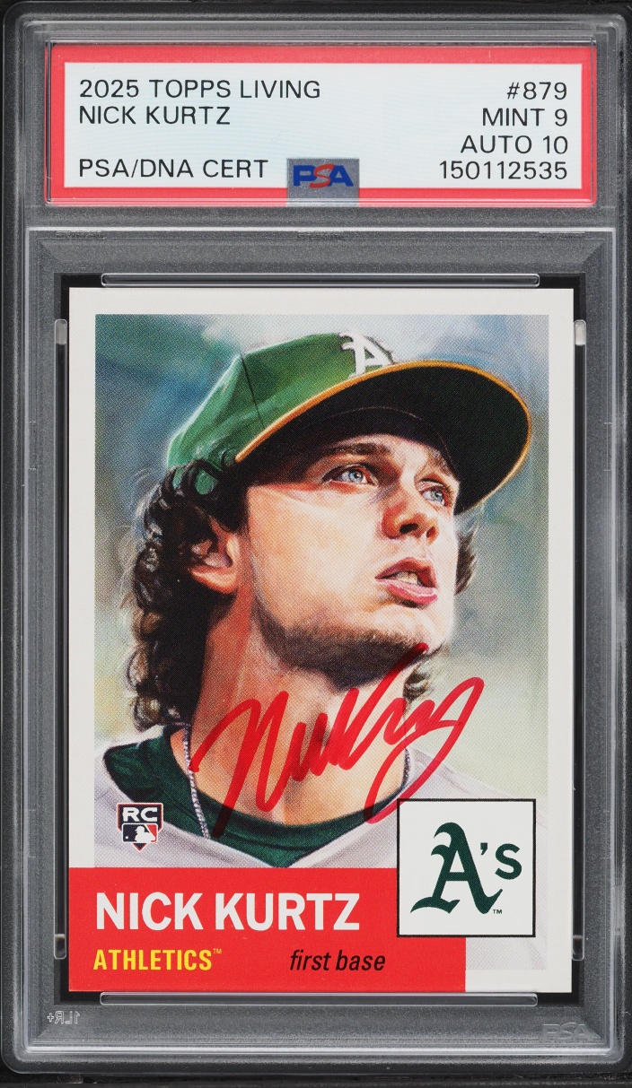 2025 Topps Living Nick Kurtz ROOKIE AUTO DNA 10 #879 PSA 9 MINT