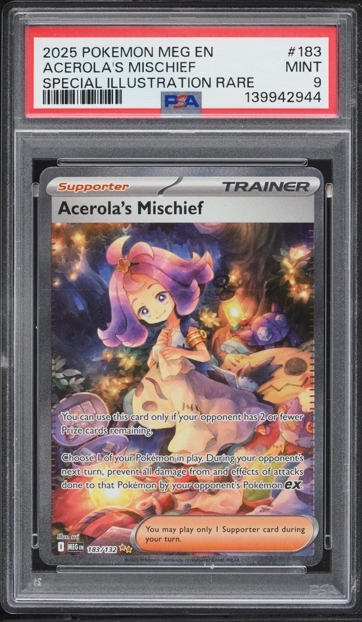 2025 Pokemon Mega Evolution SIR Acerola's Mischief #183 PSA 9 MINT