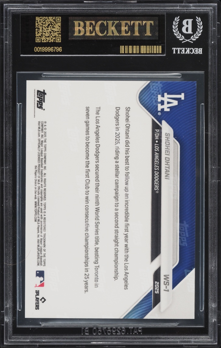 2025 Topps Now World Series Champions Shohei Ohtani #WS1 BGS 10 PRISTINE, BLACK LABEL