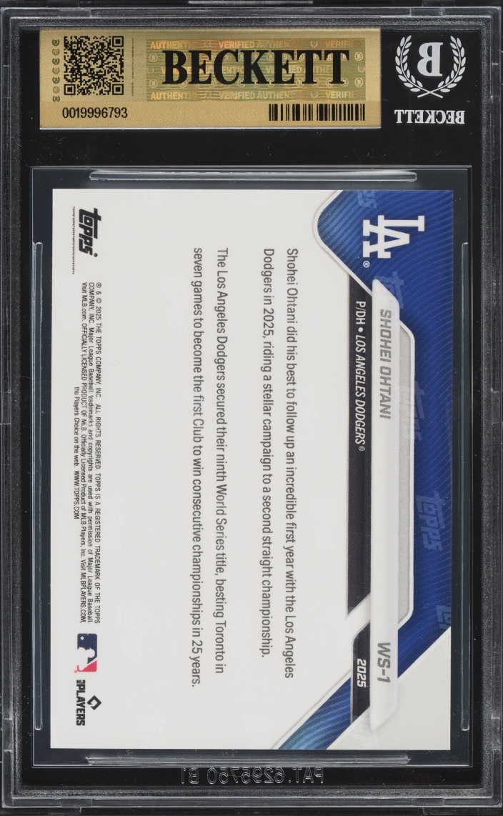 2025 Topps Now World Series Champions Shohei Ohtani #WS1 BGS 10 PRISTINE