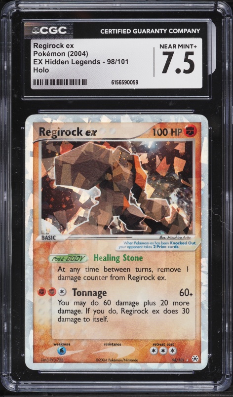 2004 Pokemon EX Hidden Legends Holo Regirock ex #98 CGC 7.5 NRMT+