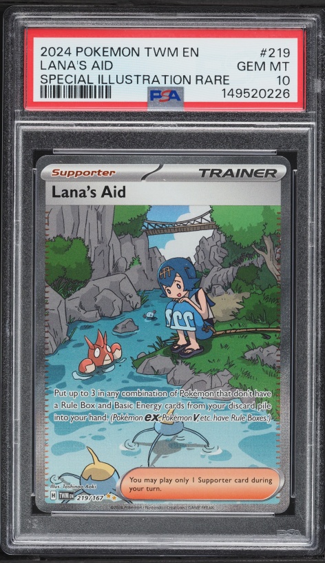 2024 Pokemon Scarlet & Violet Twilight Masquerade SIR Lana's Aid #219 PSA 10 GEM MINT