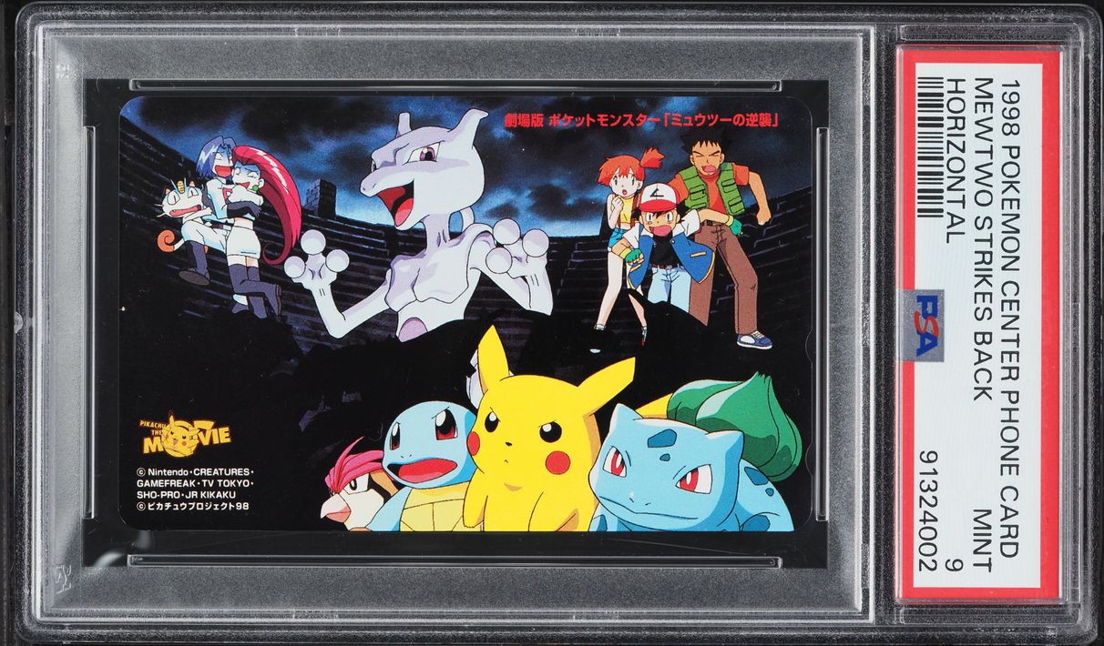 1998 Pokemon Japanese Center Phone Card Horizontal Mewtwo Strikes Back PSA 9 MINT