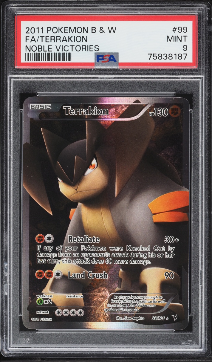 2011 Pokemon Black & White Noble Victories Full Art Terrakion #99 PSA 9 MINT