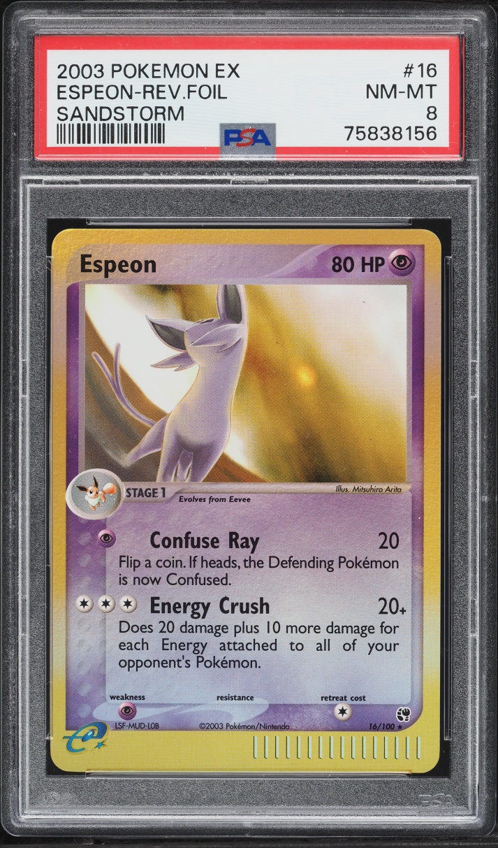 2003 Pokemon EX Sandstorm Reverse Holo Espeon #16 PSA 8 NM-MT