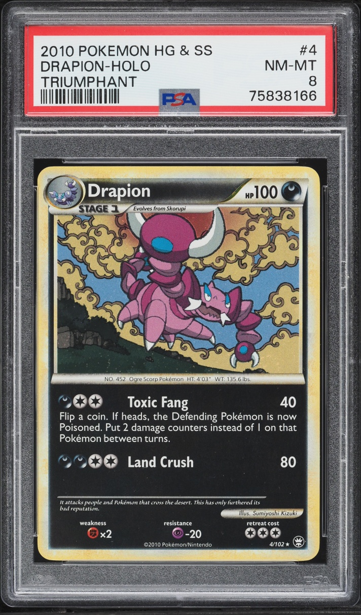 2010 Pokemon HeartGold & SoulSilver Triumphant Holo Drapion #4 PSA 8 NM-MT