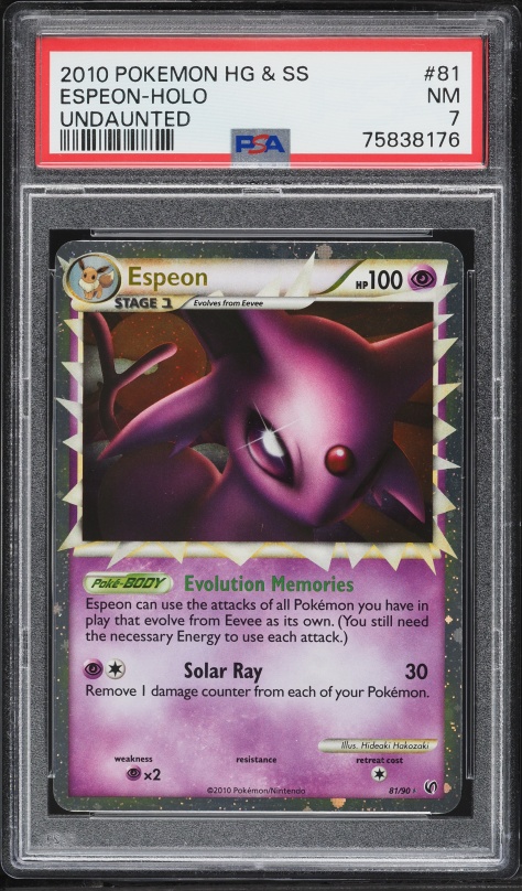2010 Pokemon HeartGold & SoulSilver Undaunted Holo Espeon #81 PSA 7 NRMT