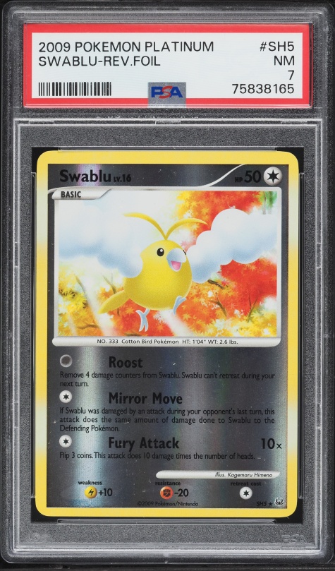 2009 Pokemon Platinum Reverse Holo Swablu #SH5 PSA 7 NRMT