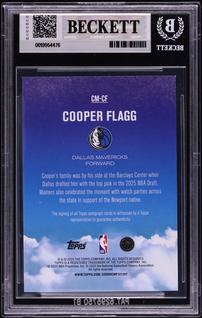 2025 Topps Contemporary Marks Rainbow Foilboard Cooper Flagg ROOKIE AUTO #CM-CF BGS 8 NM-MT