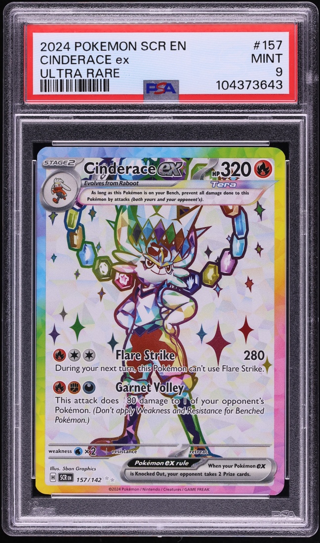 2024 Pokemon Scarlet & Violet Stellar Crown Full Art Cinderace ex #157 PSA 9 MINT