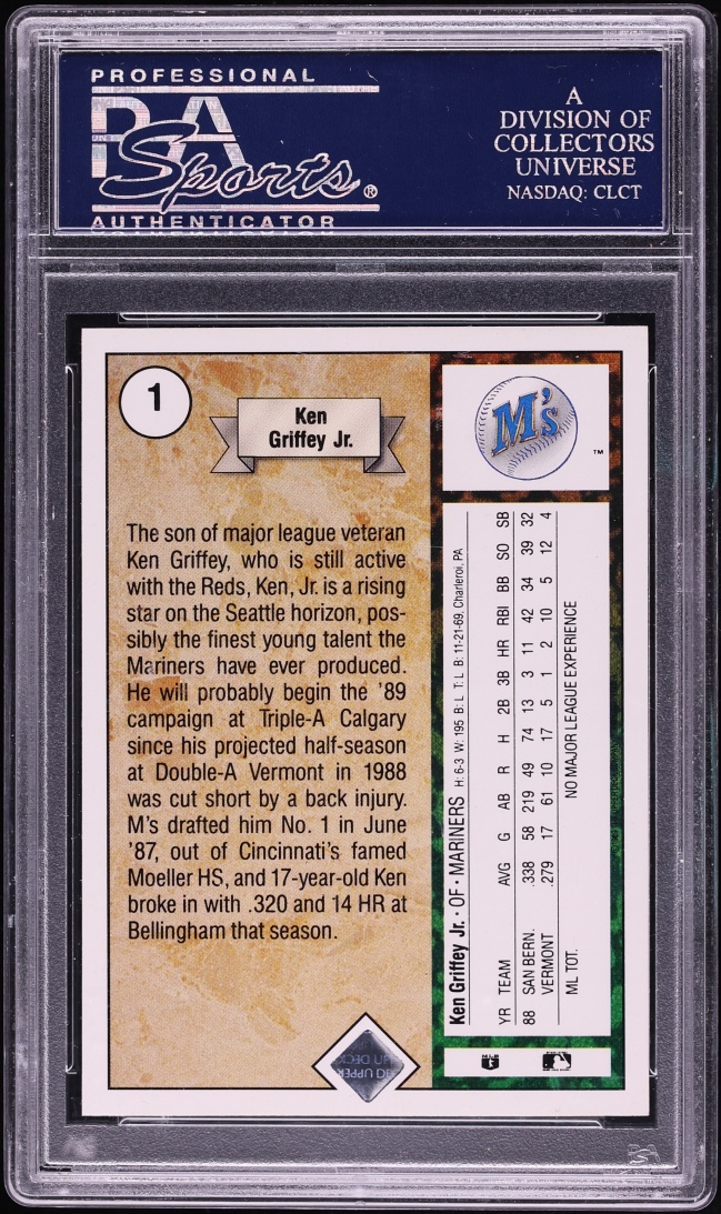 1989 Upper Deck Ken Griffey Jr. ROOKIE #1 PSA 10 GEM MINT