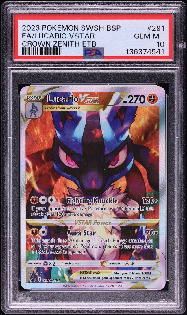 2023 Pokemon Sword & Shield Promo Crown Zenith ETB Full Art Lucario VSTAR #291 PSA 10 GEM MINT