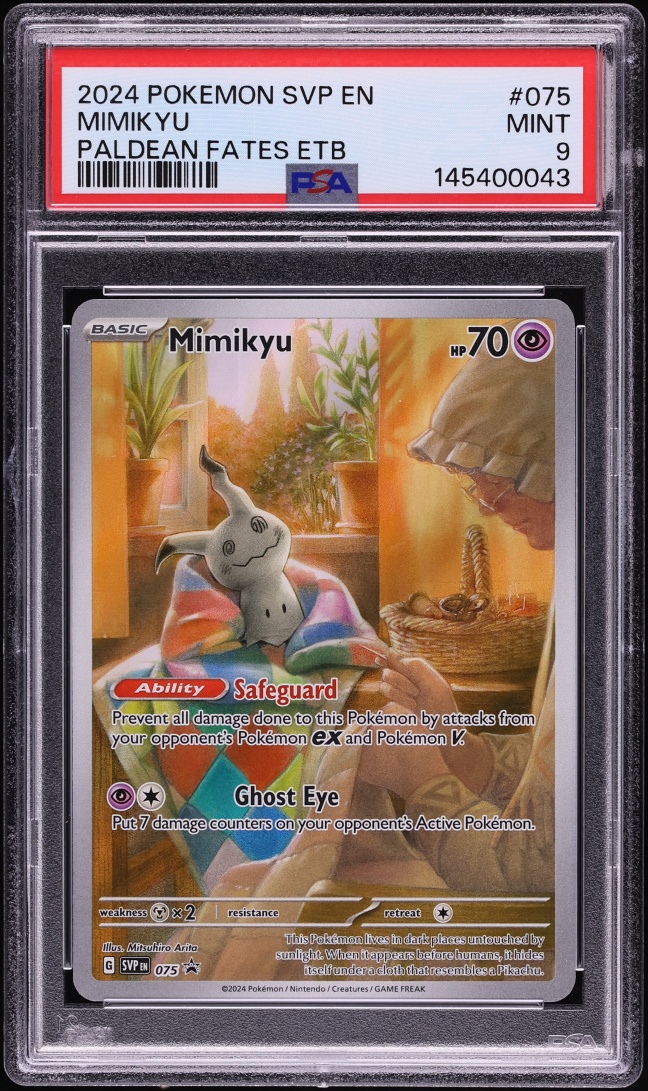 2024 Pokemon Scarlet & Violet Promo Paldean Fates ETB Alt Art Mimikyu #75 PSA 9 MINT