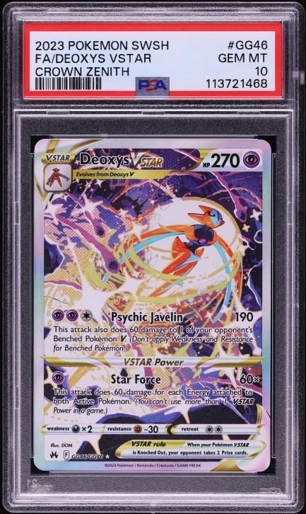 2023 Pokemon SWSH Crown Zenith Full Art Deoxys VSTAR #GG46 PSA 10